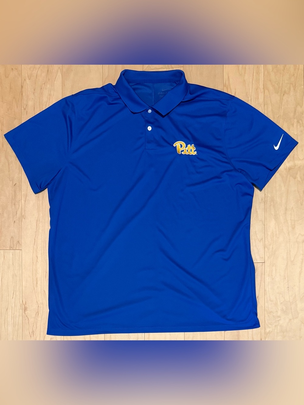 University Pittsburgh Pitt Panthers Nike Dri-FIT Performance Polo Blue 2XL XXL